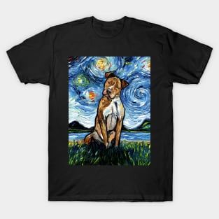 Brown Pitbull Night T-Shirt